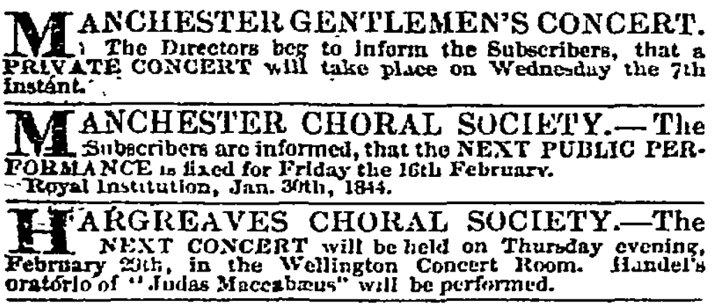 Advertisement. Manchester Guardian February 3rd 1844